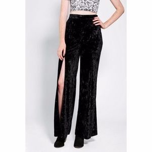 Urban Outfitters Black Crushed Velvet Slit Pants